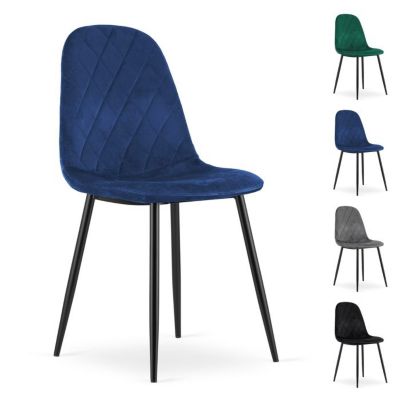 Chaise Komodee PIENZA - 4 Pieces - VERT FONCÉ - Tapisser en velours 51 x 45 x 88 cm