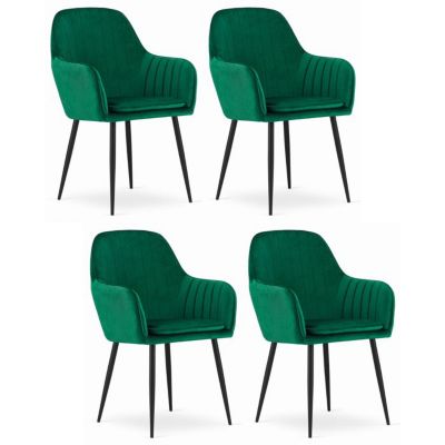 Chaise Komodee PRAIANO - 4 Pieces - VERT - Tapisser en velours 57 x 58 x 87 cm
