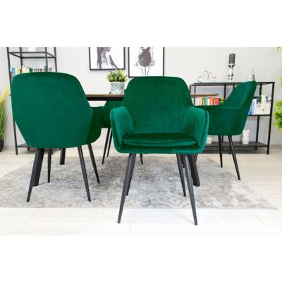 Chaise Komodee PRAIANO - 4 Pieces - VERT - Tapisser en velours 57 x 58 x 87 cm