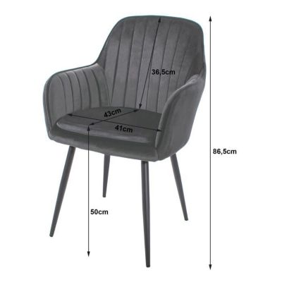 Chaise Komodee PRAIANO - 4 Pieces - VERT - Tapisser en velours 57 x 58 x 87 cm