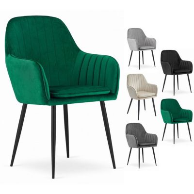 Chaise Komodee PRAIANO - 4 Pieces - VERT - Tapisser en velours 57 x 58 x 87 cm
