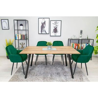 Chaise Komodee PRAIANO - 4 Pieces - VERT - Tapisser en velours 57 x 58 x 87 cm