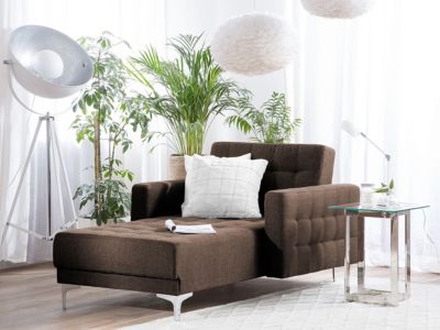 Chaises de bar en tissu marron foncé - KOBLENZ - Base ronde - Réglables