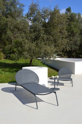 Chaise longue aluminium et textilène Pop gris Arcane
