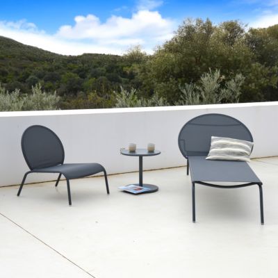 Chaise longue aluminium et textilène Pop gris Arcane