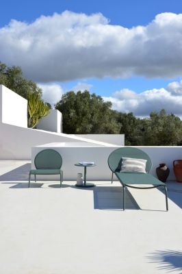 Chaise longue aluminium et textilène Pop vert Arcane