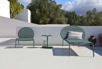 Chaise longue aluminium et textilène Pop vert Arcane