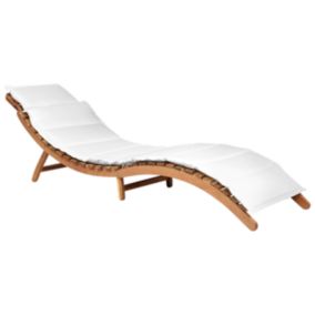 Chaise longue avec coussin Bois Blanc cassé LUINO