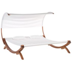 Chaise longue avec coussin Bois Blanc cassé TERAMO