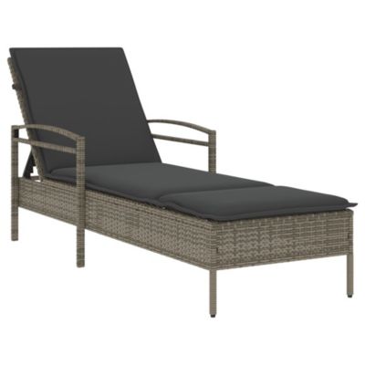 Chaise longue avec coussin gris 63x200x81 cm résine tressée vidaXL