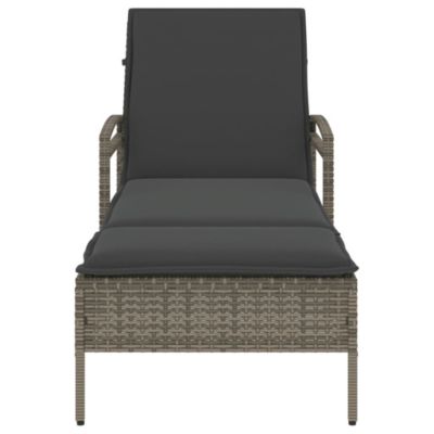 Chaise longue avec coussin gris 63x200x81 cm résine tressée vidaXL