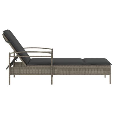 Chaise longue avec coussin gris 63x200x81 cm résine tressée vidaXL