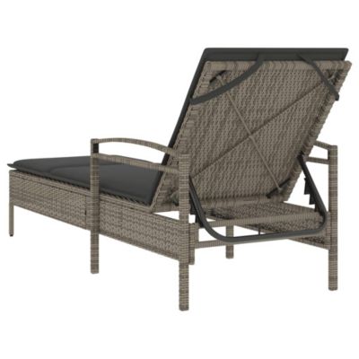 Chaise longue avec coussin gris 63x200x81 cm résine tressée vidaXL