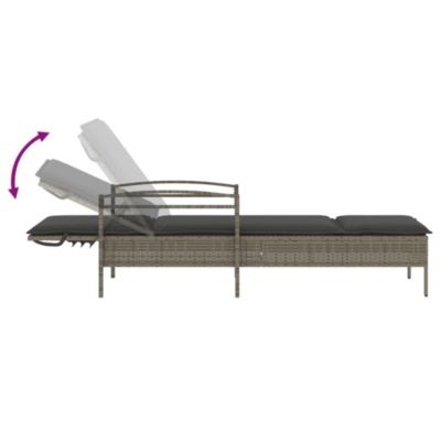 Chaise longue avec coussin gris 63x200x81 cm résine tressée vidaXL