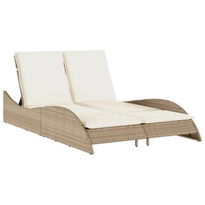Chaise longue avec coussins beige 114x205x73 cm résine tressée vidaXL