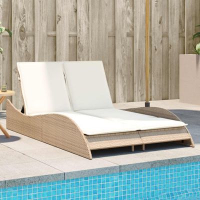 Chaise longue avec coussins beige 114x205x73 cm résine tressée vidaXL
