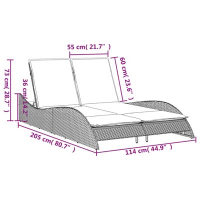Chaise longue avec coussins beige 114x205x73 cm résine tressée vidaXL