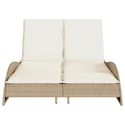 Chaise longue avec coussins beige 114x205x73 cm résine tressée vidaXL