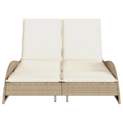 Chaise longue avec coussins beige 114x205x73 cm résine tressée vidaXL