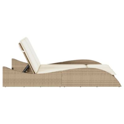 Chaise longue avec coussins beige 114x205x73 cm résine tressée vidaXL