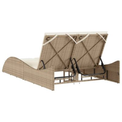 Chaise longue avec coussins beige 114x205x73 cm résine tressée vidaXL