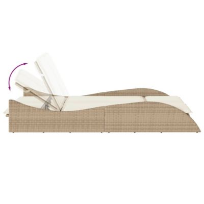 Chaise longue avec coussins beige 114x205x73 cm résine tressée vidaXL