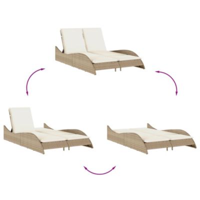 Chaise longue avec coussins beige 114x205x73 cm résine tressée vidaXL