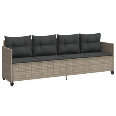 Chaise longue avec coussins gris clair résine tressée vidaXL