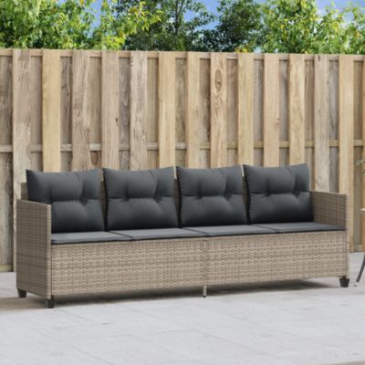 Chaise longue avec coussins gris clair résine tressée vidaXL