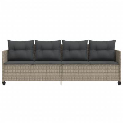 Chaise longue avec coussins gris clair résine tressée vidaXL