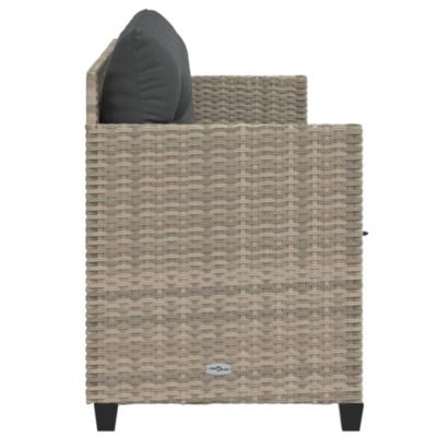 Chaise longue avec coussins gris clair résine tressée vidaXL