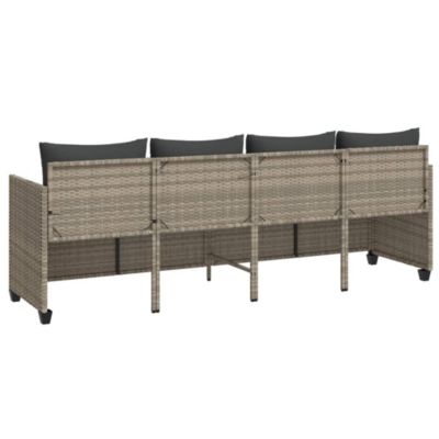 Chaise longue avec coussins gris clair résine tressée vidaXL