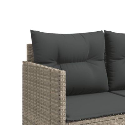 Chaise longue avec coussins gris clair résine tressée vidaXL