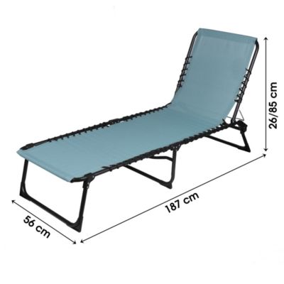 Chaise longue / Bain de soleil coloris bleu gris 187x85x56 cm