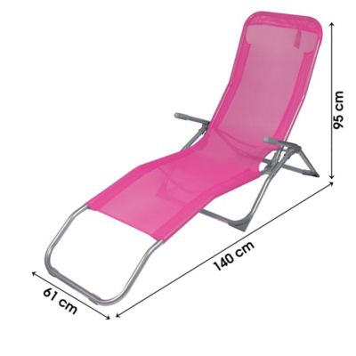 Chaise longue / Bain de soleil coloris rose fuchsia 140x95x61 cm