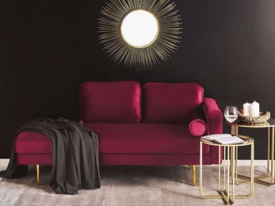 Chaise longue BELIANI L. 171 cm rouge en fer H. 63 cm