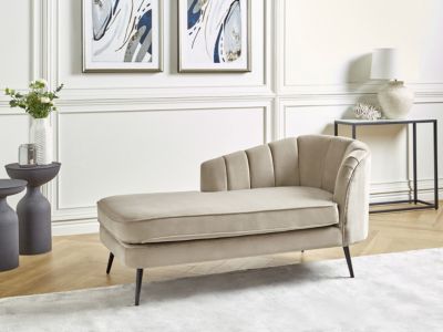 Chaise longue côté droit ALLIER Velours Beige