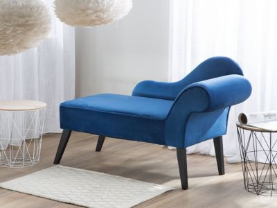 Chaise longue côté droit BIARRITZ Velours Bleu marine