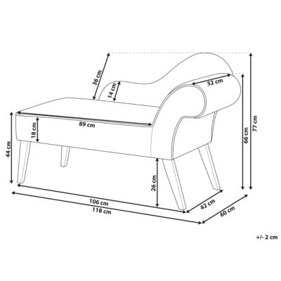 Chaise longue côté droit BIARRITZ Velours Bleu marine
