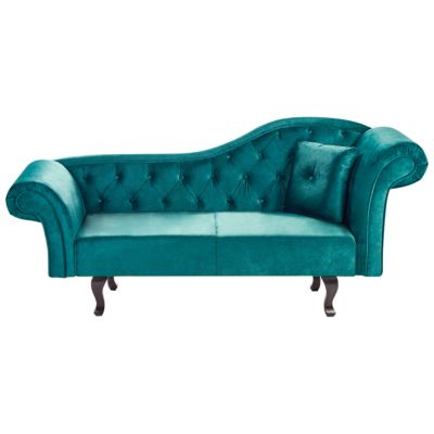 Chaise longue côté droit LATTES II Velours Vert émeraude avec coussin