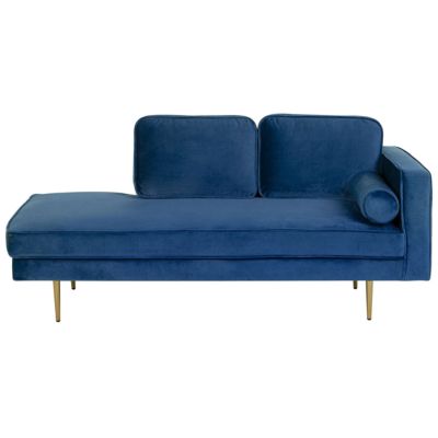 Chaise longue côté droit MIRAMAS Velours Bleu marine
