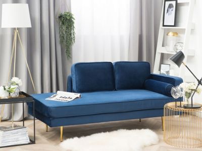 Chaise longue côté droit MIRAMAS Velours Bleu marine