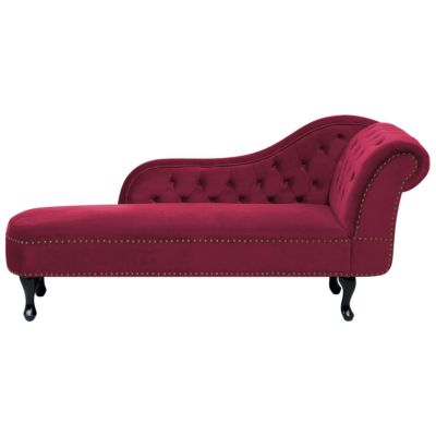 Chaise longue côté droit NIMES Velours Rouge foncé