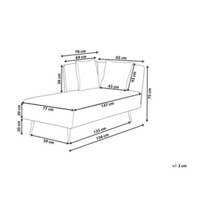Chaise longue côté droit RIOM Tissu Rouge