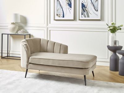 Chaise longue côté gauche ALLIER Velours Beige