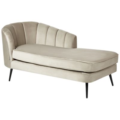 Chaise longue côté gauche ALLIER Velours Beige