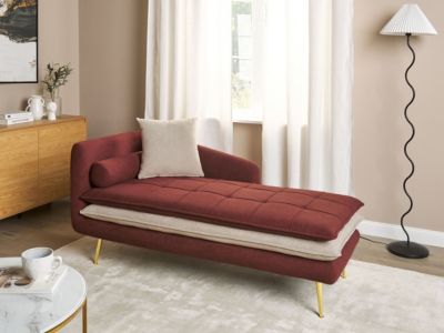 Chaise longue côté gauche GONESSE Tissu Rouge