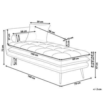 Chaise longue côté gauche GONESSE Tissu Rouge