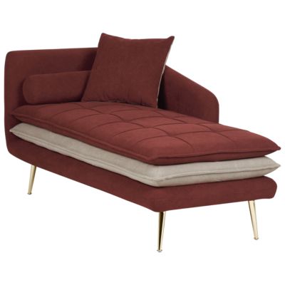 Chaise longue côté gauche GONESSE Tissu Rouge
