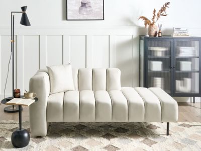 Chaise longue côté gauche LANNILS Cuir PU Blanc cassé